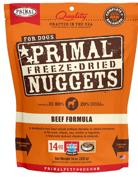 Primal Freeze Dried Dog Food Nuggets, Beef - 14oz