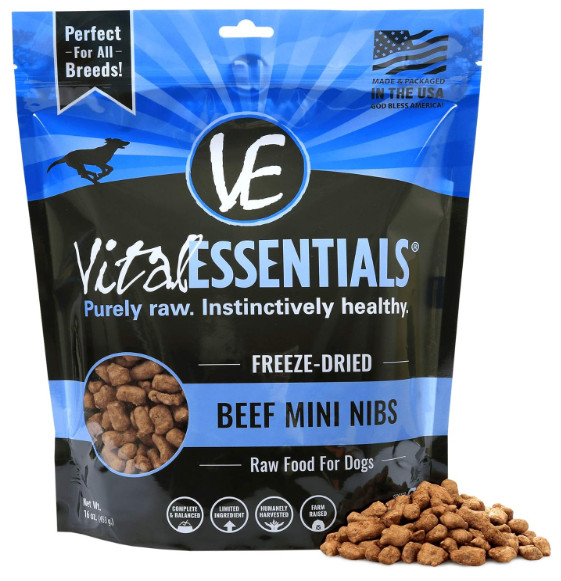 Vital Essentials Freeze Dried Dog Food, Beef Mini Nibs - 16oz